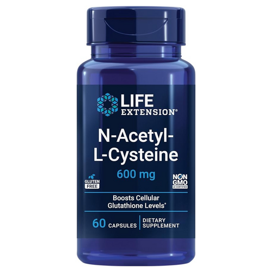 Life Extension N-Acetyl-L-Cysteine (NAC) - Antioxidant & Respiratory Support, Liver Function, Immune Response, 600 mg, 60 Capsules
