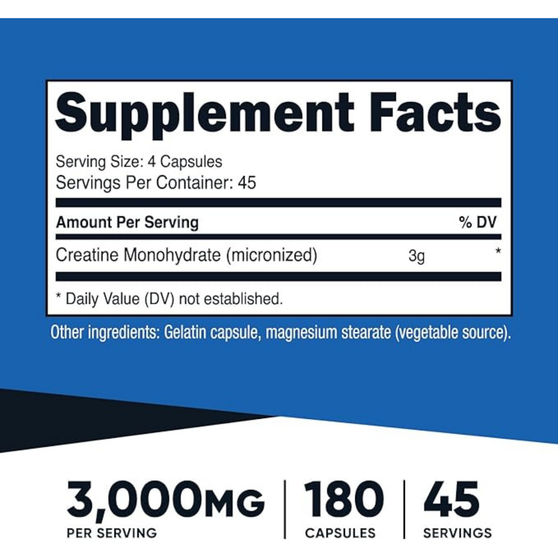 Nutricost Creatine Monohydrate Supplement facts