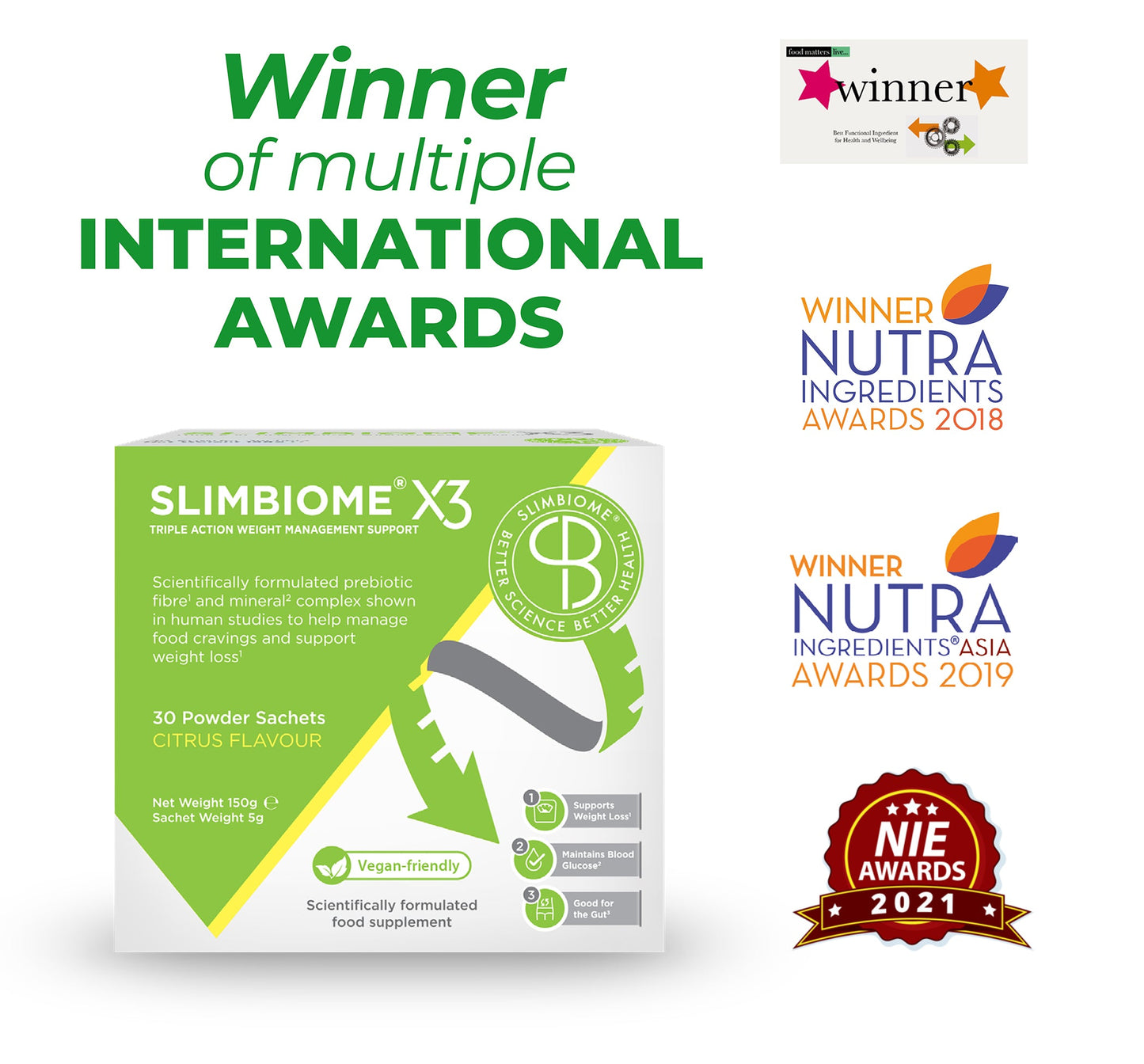 Slimbiome - Prebiotic, Nutritional Supplement, Vegan, Gut Health, Daily Management, 30 Servings