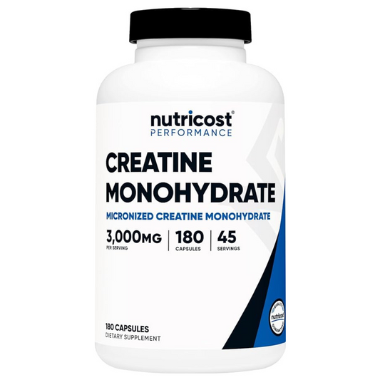 Nutricost Creatine Monohydrate Capsules - Enhancing Gym Performance and Overall Health (3000 MG) - 180 Capsules