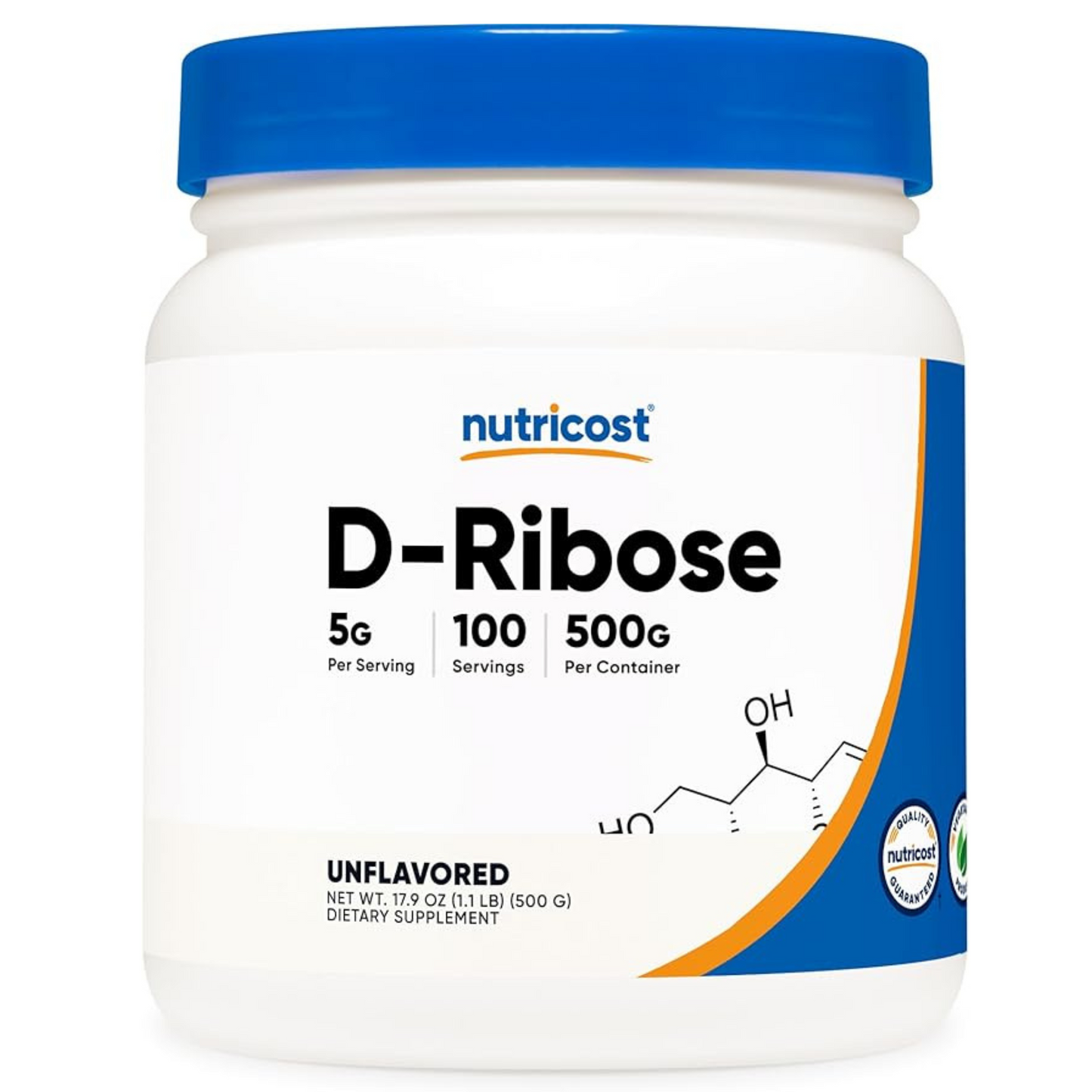 Nutricost D-Ribose Powder - Pure and Convenient Dietary Supplement - 5000mg Per Serving (500 Grams)