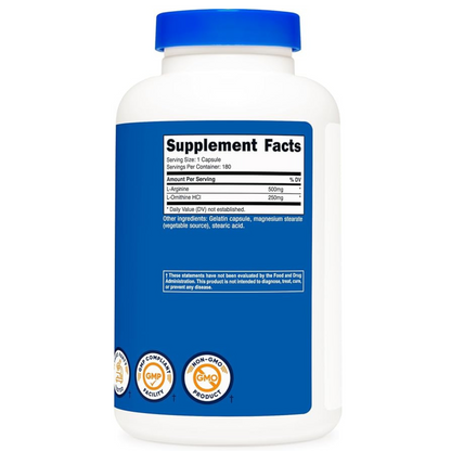 Nutricost L-Arginine L-Ornithine Capsules facts