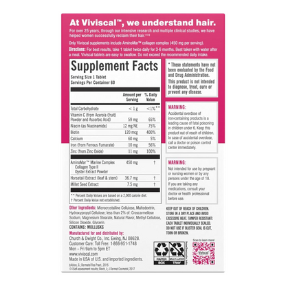 Viviscal Advanced Hair Health Supplements For Women 60 Tablets (1 Month Supply)