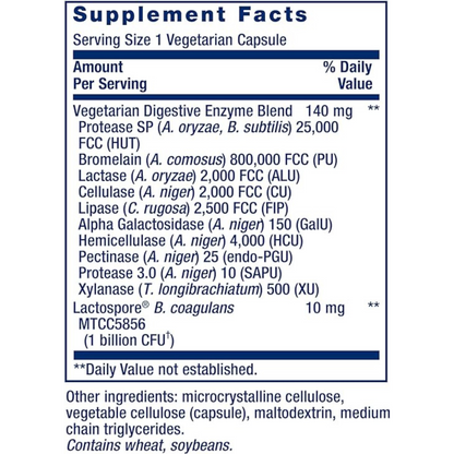 Life Extension Enhanced Super Digestive Enzymes - Vegetarian Support for Digestion, Fat, Protein, Carb Breakdown, 60 Capsules