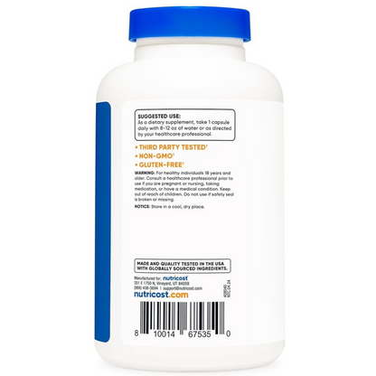 Nutricost N-Acetyl L-Cysteine (NAC) 600mg; 180 Capsules