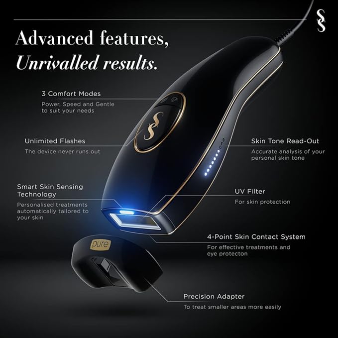 SmoothSkin Pure Fit - Powerful IPL hair removal device - Long-lasting full body treatments for Women & Men, Hair-Free Skin at Home