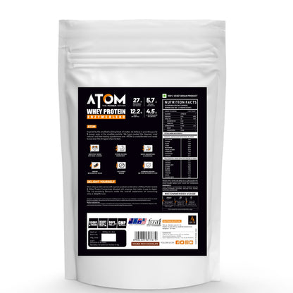 ATOM Whey Protein with Digestive Enzymes 27g protein 5.7g BCAA Lab Tested USA Labdoor Certified For Accuracy & Purity