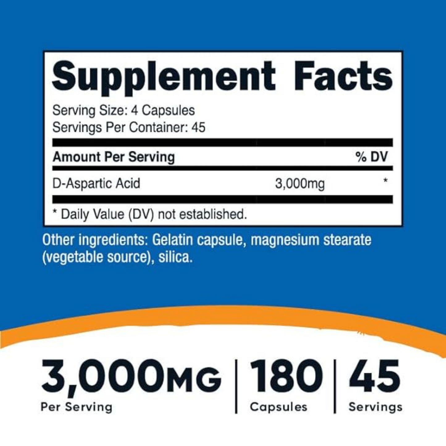 Nutricost D-Aspartic Acid Capsules (3000 MG) (180 Capsules)